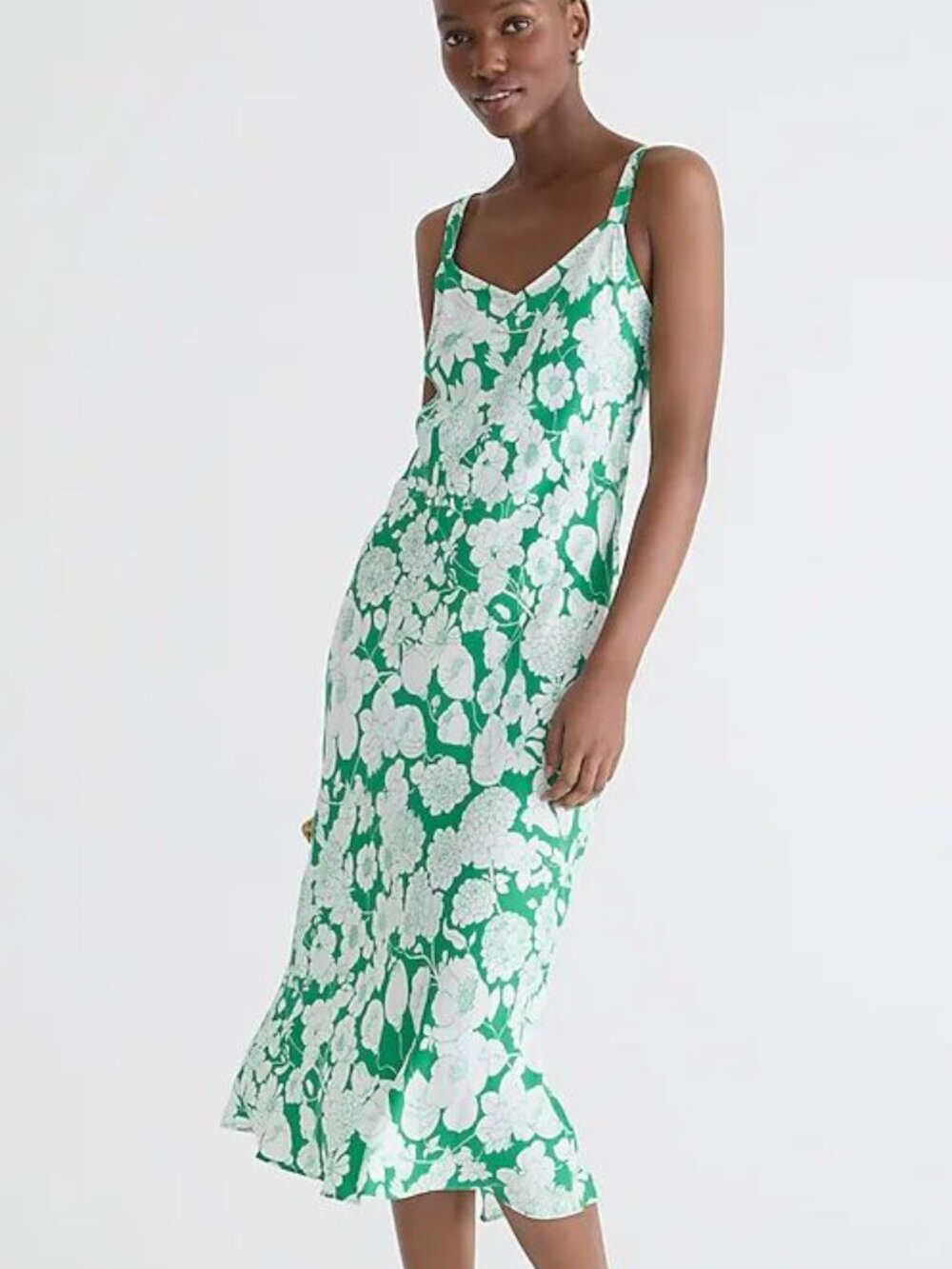 J.Crew Gwyneth V-neck cupro-blend slip dress in Kelly floral 2P NWT